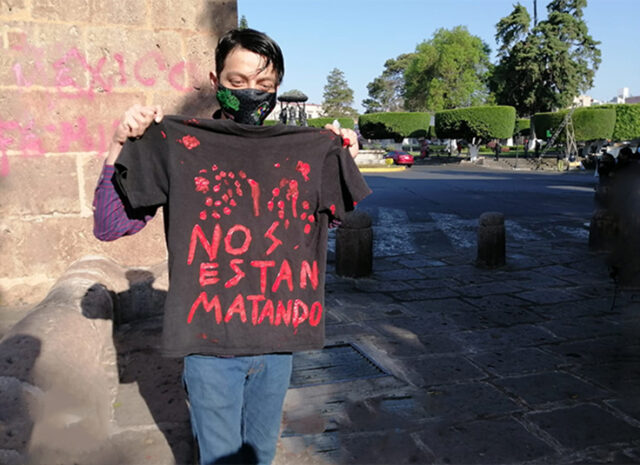 Protesta en Morelia por el asesinato del periodista Armando Linares