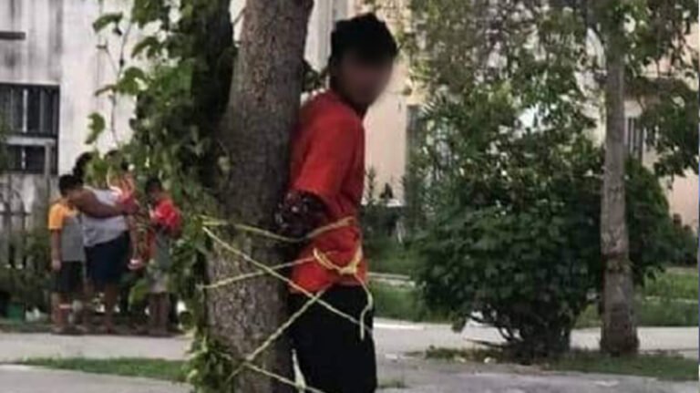 Ciudadanos detienen y amarran a un árbol a un ratero