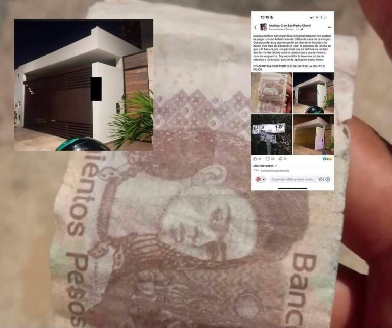 Denuncian presunto pago con billete falso de $500 a repartidor en San Pedro Cholul